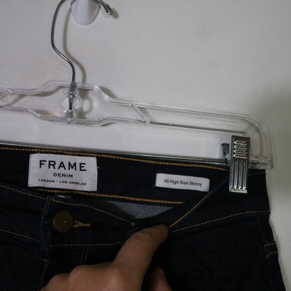 Frame Denim Ali High Rise Skinny Jeans Women 26 Dark Wash Blue High Rise Stretch - Picture 4 of 8